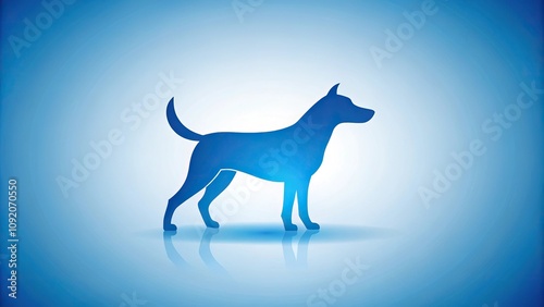 Witty and playful canine silhouette against a blue background photo