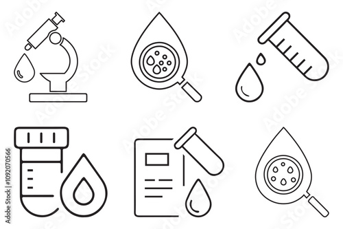 Blood Test outline vector icon set.