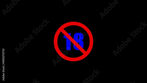 Free Download 18 Not Allowed Sign Animation Video. Over 18 only censored. eighteen age older.  - GFXLoad