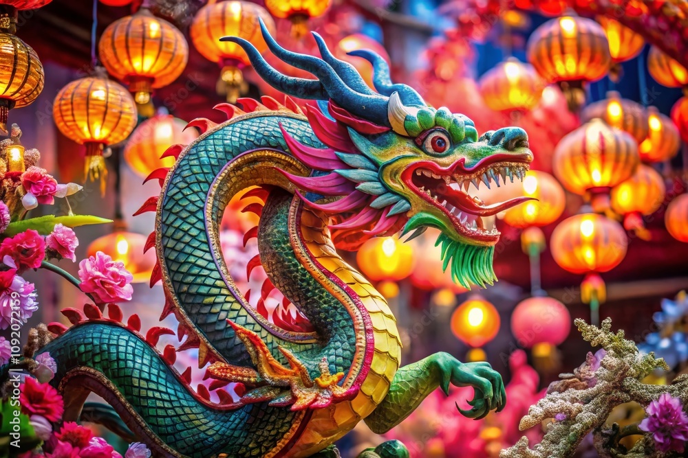 Obraz premium Captivating Lunar New Year Dragon Clipart for Fashion Photography Celebrations, Featuring Vibrant Colors and Intricate Designs, Perfect for Cultural Events and Festive Promotions