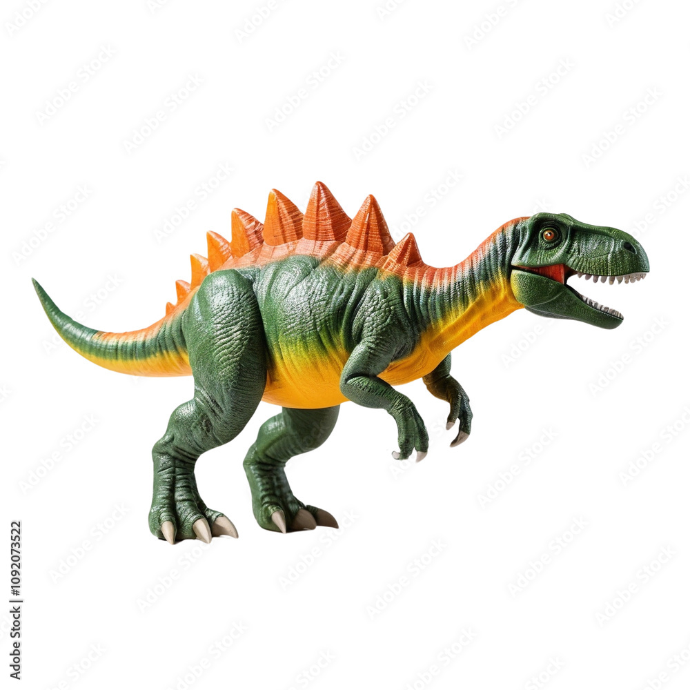 Naklejka premium Toy plastic rubber dinosaur isolated on a transparent background