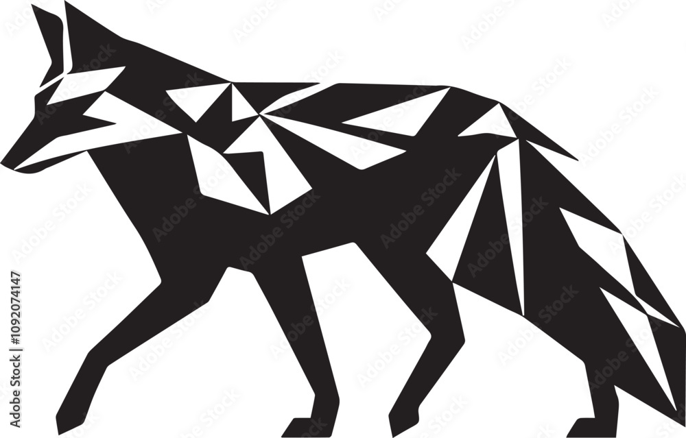 Obraz premium A geometric fox silhouette walking stealthily vector