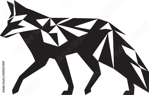 A geometric fox silhouette walking stealthily vector
