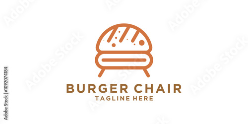 logo design combination of burger and chair, interior, food, furniture, logo design icon, vector, symbol, idea, creative.