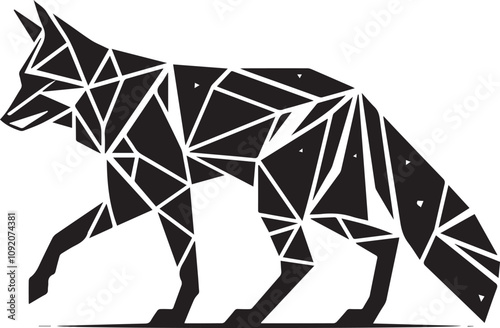 A geometric fox silhouette walking stealthily vector