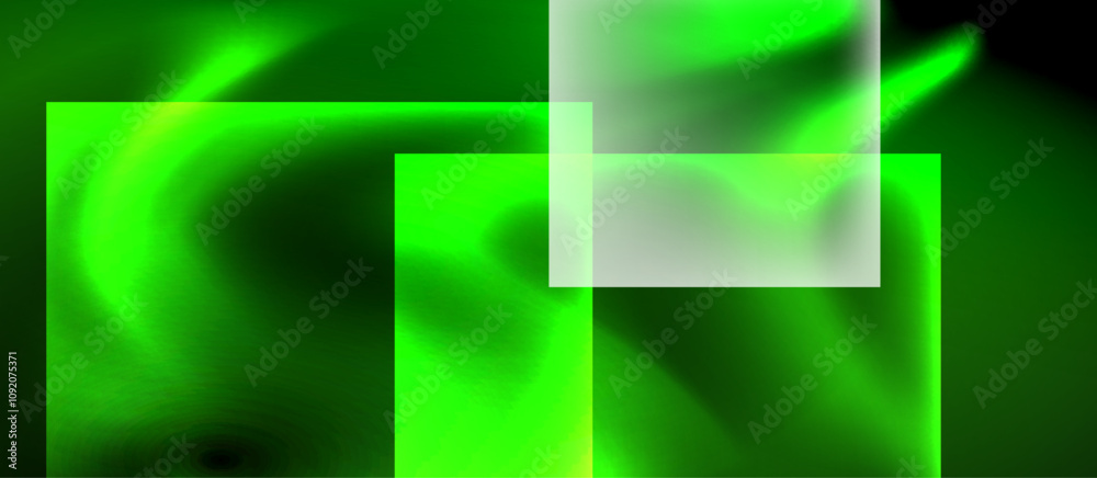 Fototapeta premium Glass squares with neon shiny light abstract background