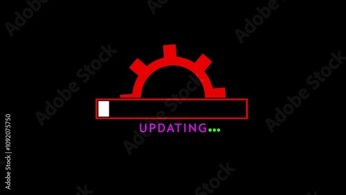oading bar , waiting loading bar animation, gears turning as data transfers. updating