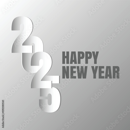 Premium vector. Happy new year 2025 design with colorful truncated number illustrations. Design for poster, banner, greeting and new year 2025. 2025 number design template. New Year social media.