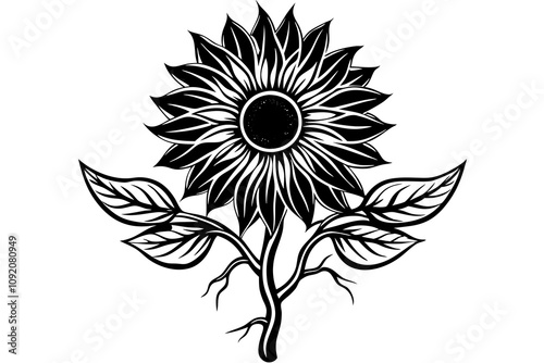 Sunflower roots isolated vector illustration photo