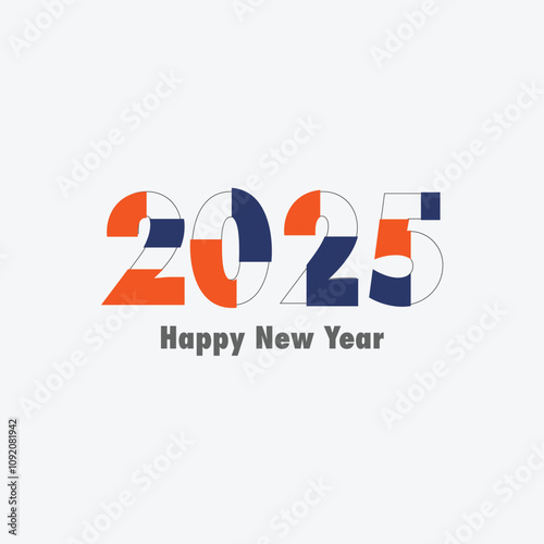 Premium vector. Happy new year 2025 design with colorful truncated number illustrations. Design for poster, banner, greeting and new year 2025. 2025 number design template. New Year social media.