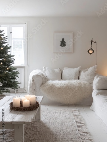 Cozy White Living Room Chri...