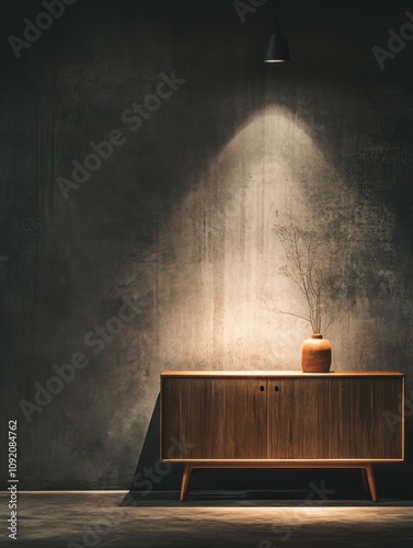 Wooden Cabinet Against Text...