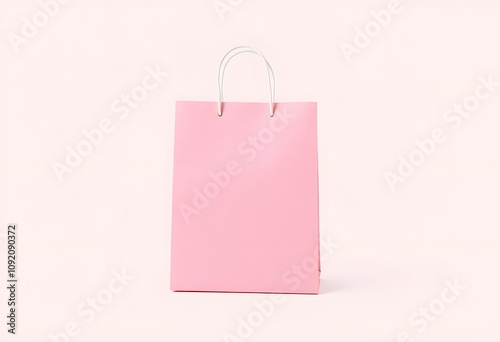 A pink shopping bag with a white handle Ai generated