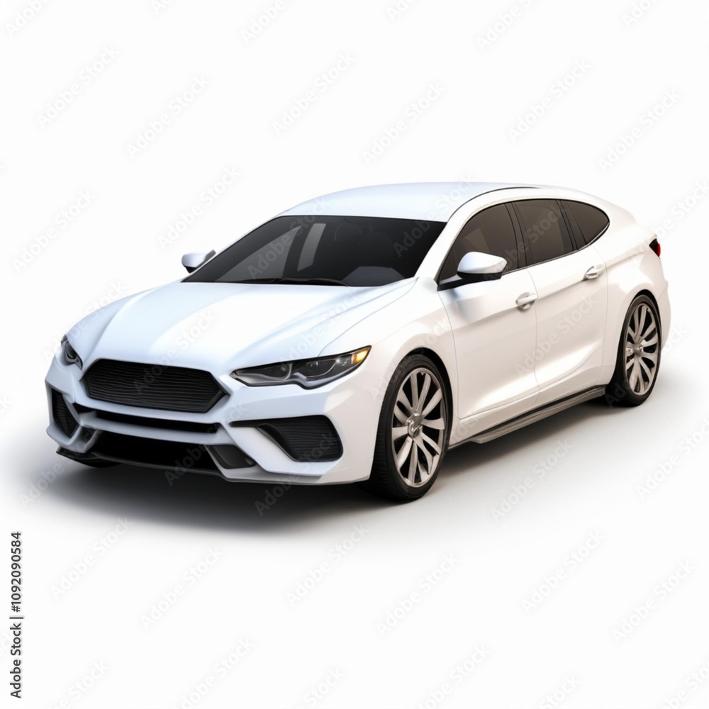 Naklejka premium Modern White Station Wagon - A Stylish New Choice for Travel