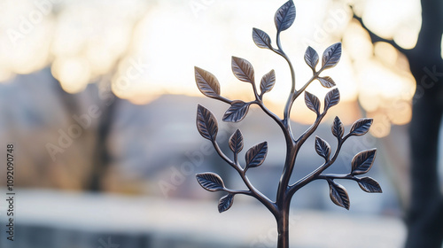 Serene Metal Tree at Sunset