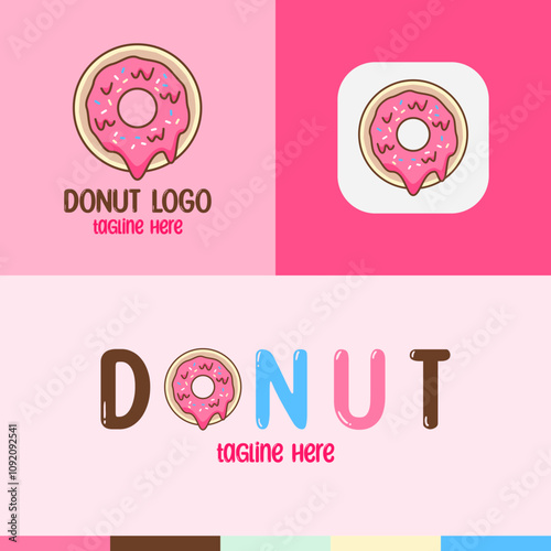 donut logo set design vector illustration, donut logo set brand