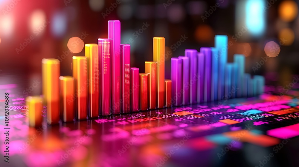 Fototapeta premium Vibrant D Bar Chart Data Visualization Financial Growth