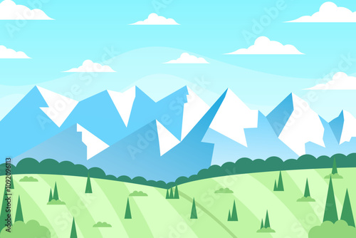 mountain landscape background illustration in gradient style