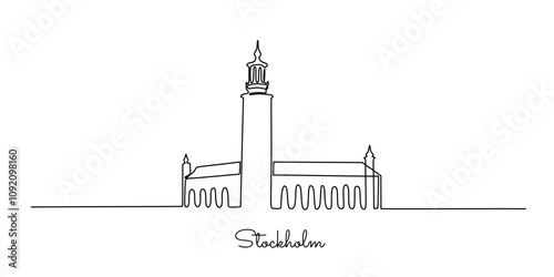 Photography Stockholm’s famous landmarks in a one line drawing