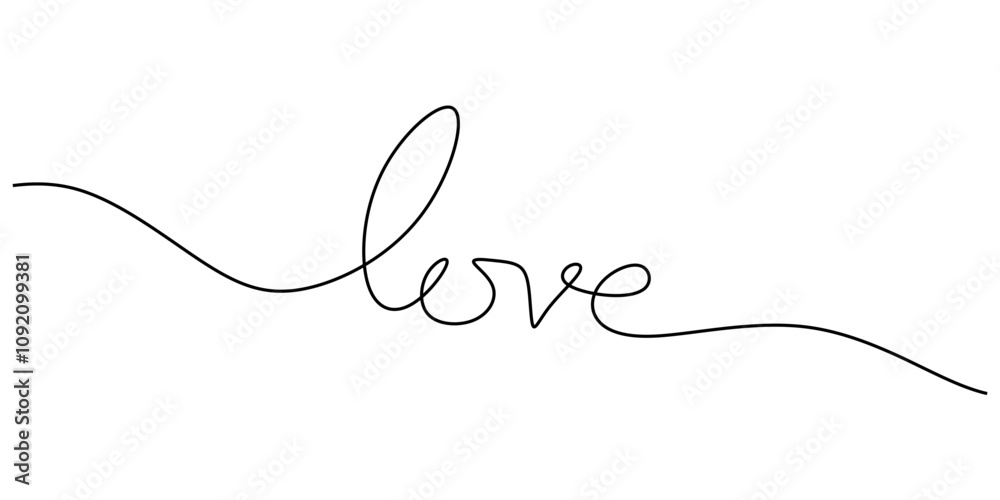 Fototapeta premium Love symbolized by a heart in one line writing. Illustrating the power of love and communication.
