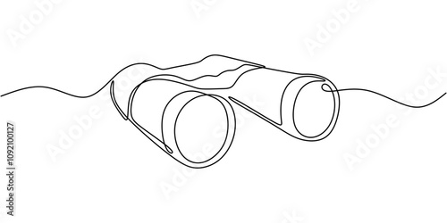 Minimalist One Line Art of Vintage Binoculars. Representing Discovery, Exploration, and a Classic Style.