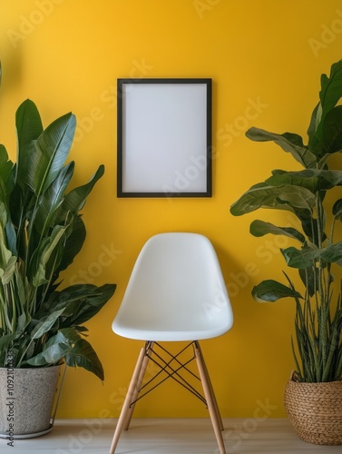 Yellow Wall Decor With Plan...
