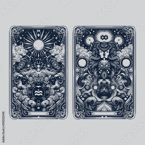 mystical aquarius ouija tarot playing card tattoo