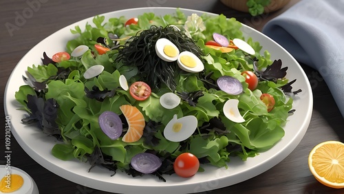 Fresh salad bowl spring vegetable lunch
