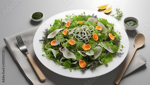 Fresh salad bowl spring vegetable lunch
