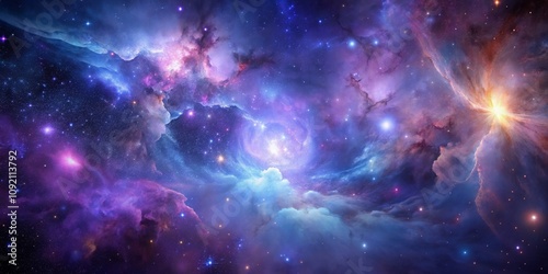 Cosmic Nebula with Stars and Gas Clouds, space, galaxy photo