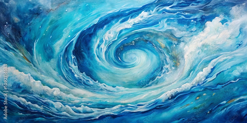 Abstract Whirlwind of Blue and White Watercolors, Ocean, Art Abstract Whirlwind of Blue and White Watercolors, Ocean, Art