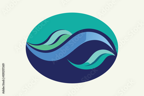 Waves minimalist and flat logo vecto photo