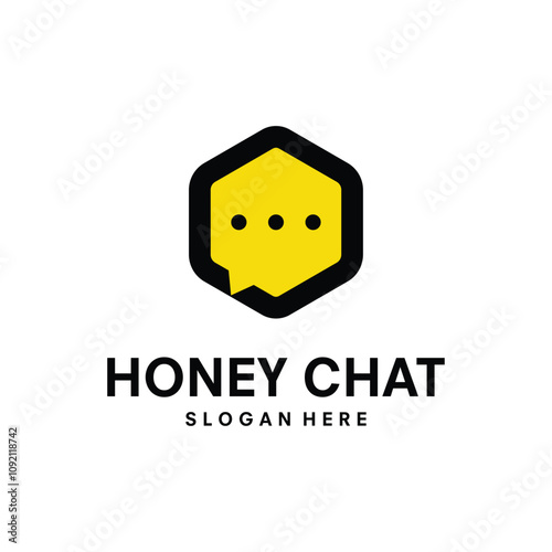 honey chat logo vector template illustration design