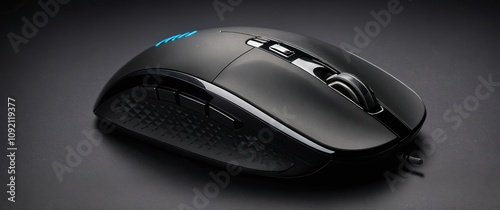 Sleek black gaming mouse designed for high performance and ergonomic comfort. photo