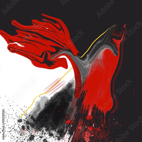 abstract paint with red,black and white colour seem ghost
