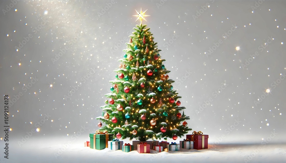Obraz premium Christmas pictures. Decorate the Christmas tree in the city in front of the house inside the house to celebrate