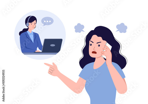 Customer experience feedback. Dislike, complaint, bad rate. Angry client concept vector illustration.