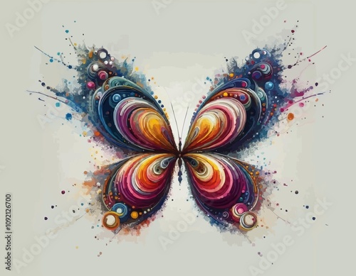 Beautiful colorful watercolor abstract vector butterfly. JPEG version.