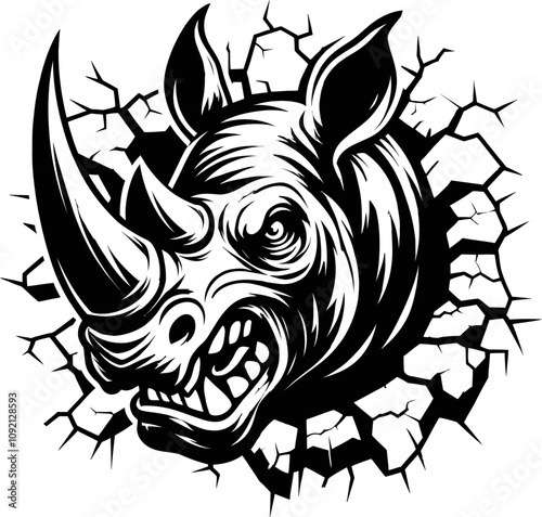 Rhino on crack wall
