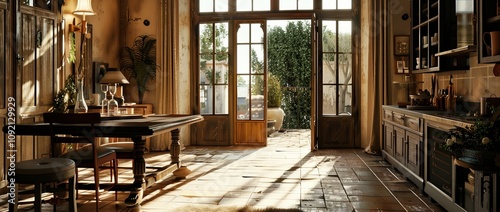 Rustic Kitchen Sunlight photo