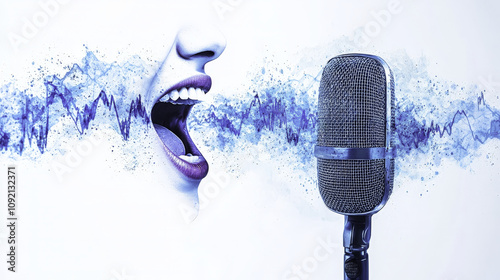 Microphone and sound wave illustration with vibrant colors and expression
