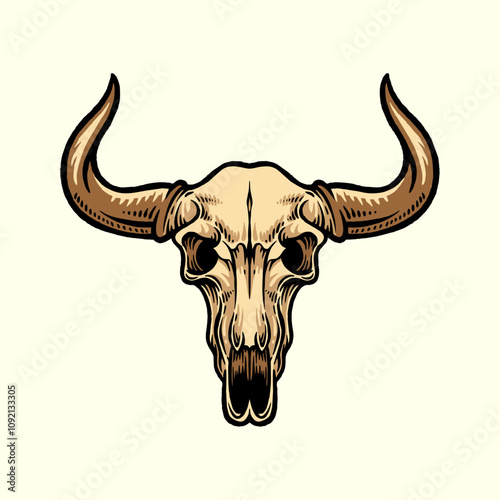 buffalo skull vector illustration