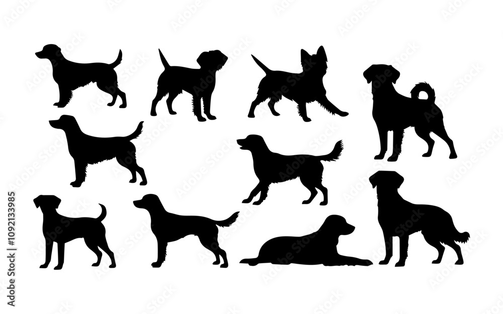 Fototapeta premium vector collection of dog animal silhouette illustrations