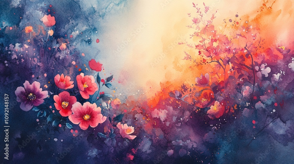 A Square light theme background, watercolor illustration A Square light theme background, watercolor illustration
