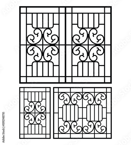 Steel grill design silhouette vector