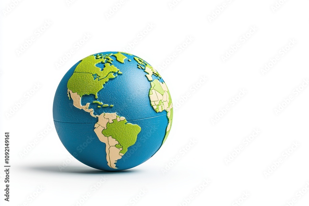 Colorful and Detailed Globe Model Representing Continents and Oceans on a Bright White Background for Educational and Creative Use Colorful and Detailed Globe Model Representing Continents and Oceans on a Bright White Background for Educational and Creative Use