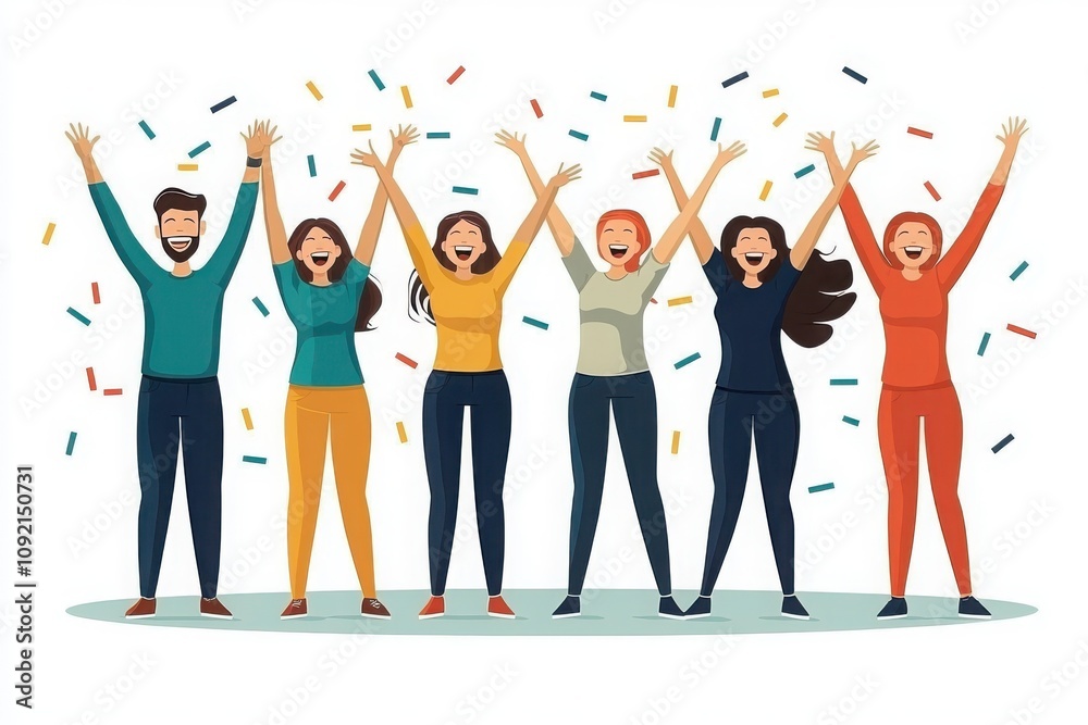 Obraz premium Celebrating team milestone achievement office space group photo festive atmosphere joyful perspective recognizing hard work for seo impact
