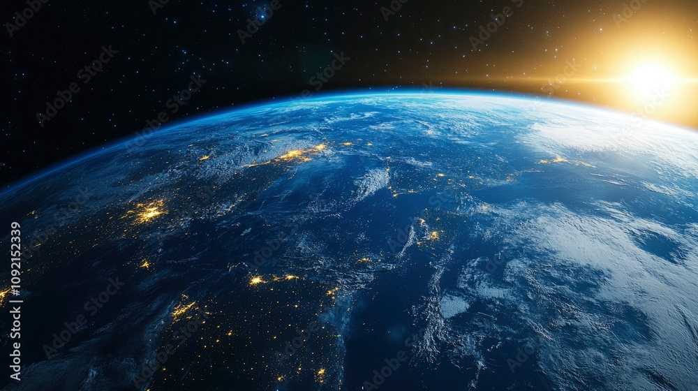 Obraz premium Earthrise Sunrise Over Planet Earth from Space