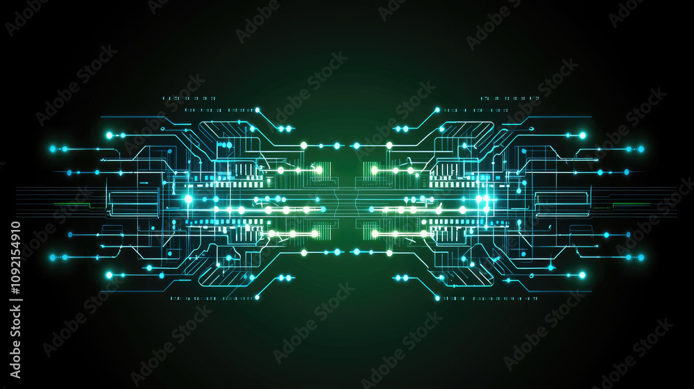 Obraz premium Futuristic circuit board design with glowing elements and patterns
