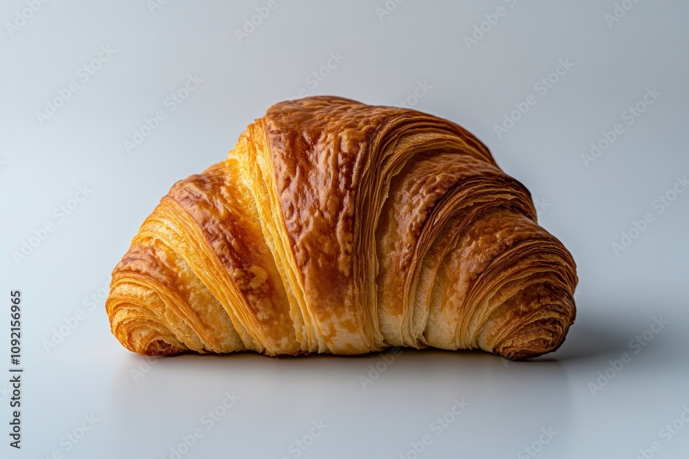 A freshly baked croissant with a golden-brown, flaky exterior. A freshly baked croissant with a golden-brown, flaky exterior.
